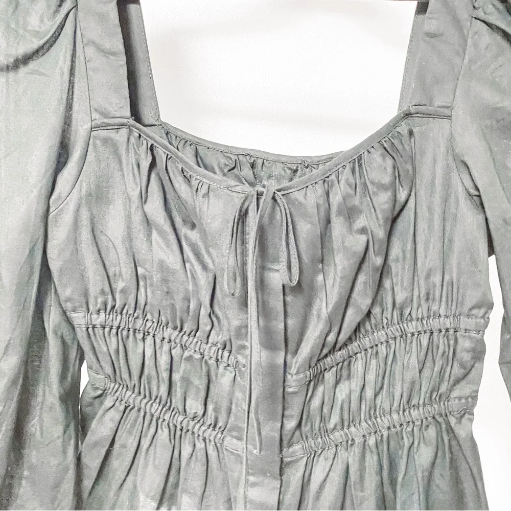 J.Crew‎ Winter Preppy Chic Cinched Waist Top in Herringbone Cotton in Black 6